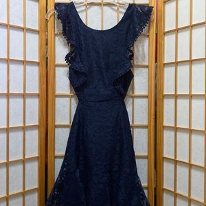 Navy lace floral dress